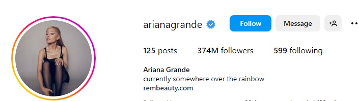 Ariana Grande Instagram profile