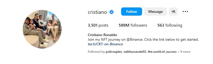 Cristiano Ronaldo Instagram profile