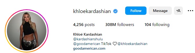 Khloe Kardashian Instagram profile