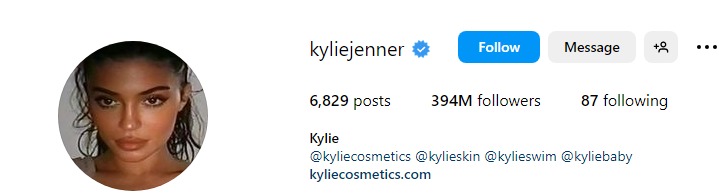 Kylei Jenner Instagram profile
